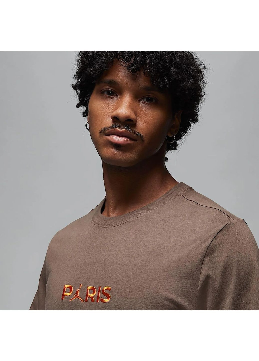 Коричнева футболка чоловіча psg ss wordmark tee brown Air Jordan