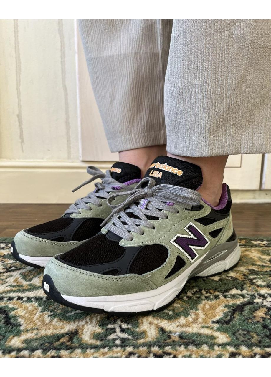 Чорні Осінні кросівки чоловічі new balance 990 black violet нью беланс 990 No Brand