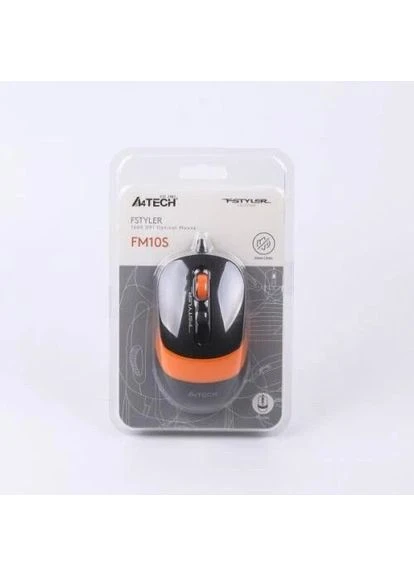 Мышь Fstyler FM10S 1600dpi Black+Orange, USB, бесшумная FM10S (ORANGE) A4Tech (395347858)