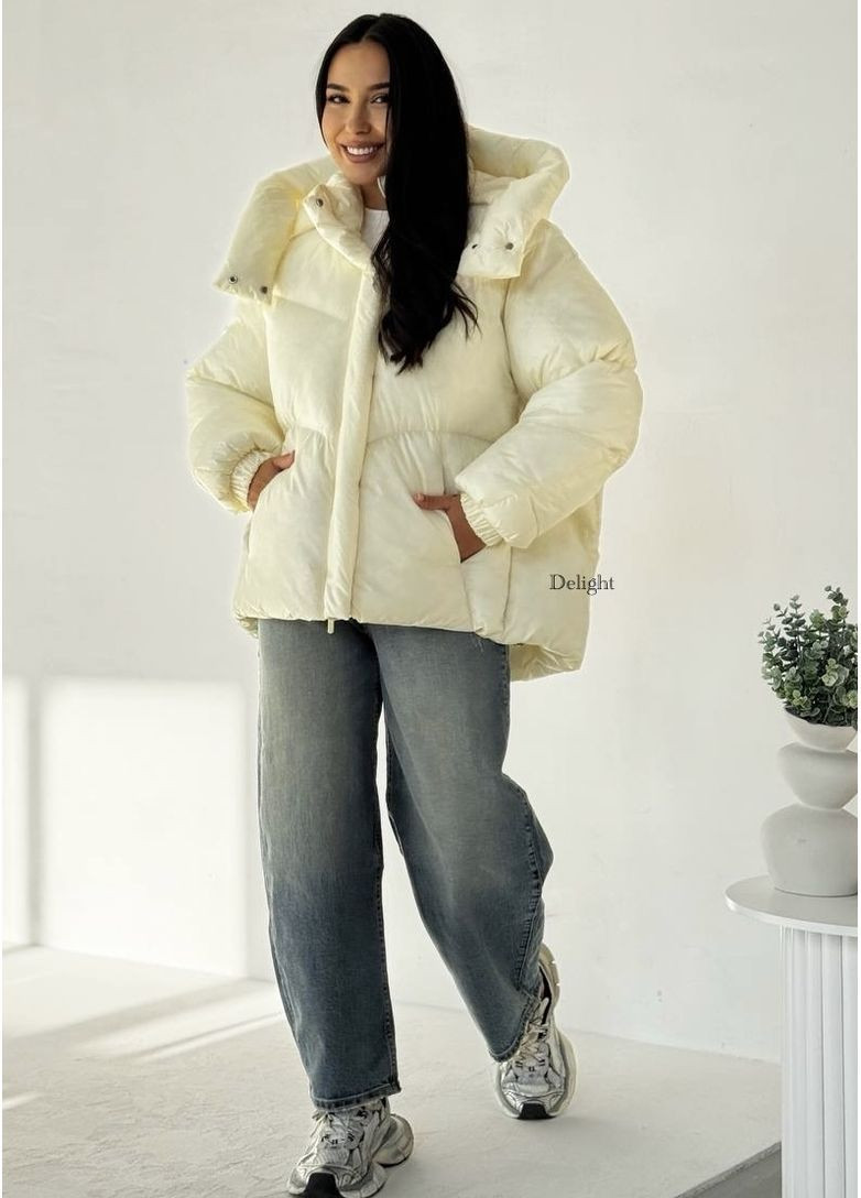 Молочная зимняя зимняя куртка пуховик отменного качества. био-пух No Brand