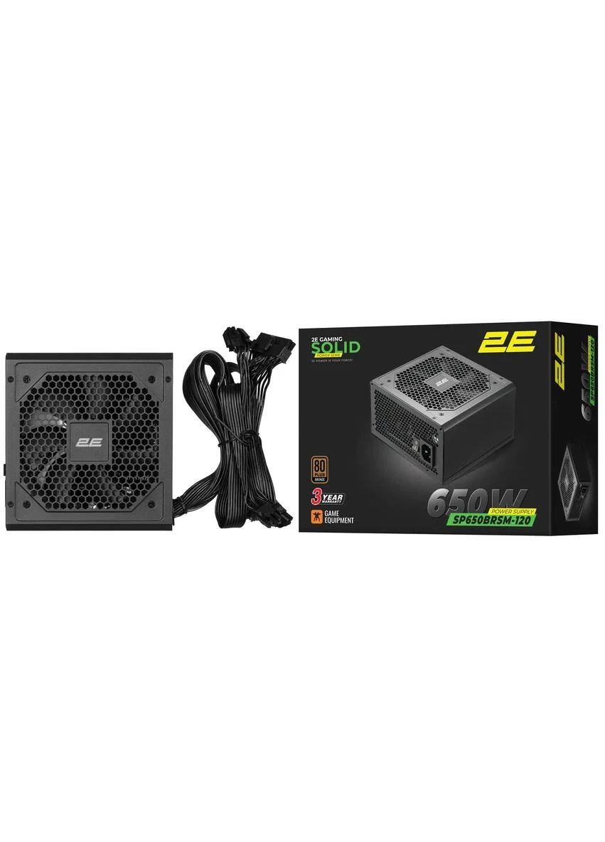 Блок живлення Solid Power (650W), >85%, 80+ Bronze, 120мм, 1xMB 24pin(20+4), 2xCPU 8pin(4+4), 3xMolex, 6xSATA, 4xPCIe 2E Gaming (393486309)