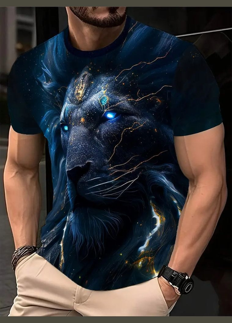 Комбинированная мужская футболка 3d принт дух небесного льва термо дышащая xxl luxaurum014 No Brand