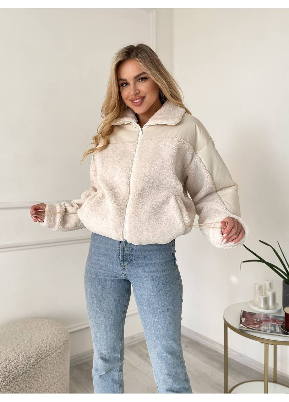 Молочна жіноча куртка демісезон Osoblyva