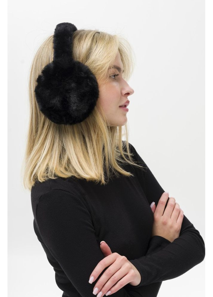 Теплі хутряні навушники Bunny Black Without (367254393)