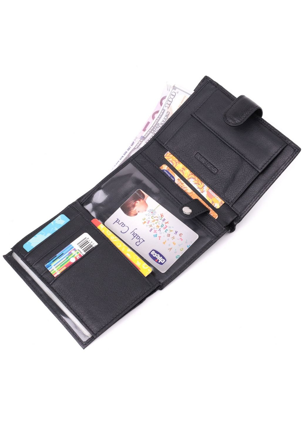 Мужской кожаный бумажник 10,5х14х2 см st leather (288046819)