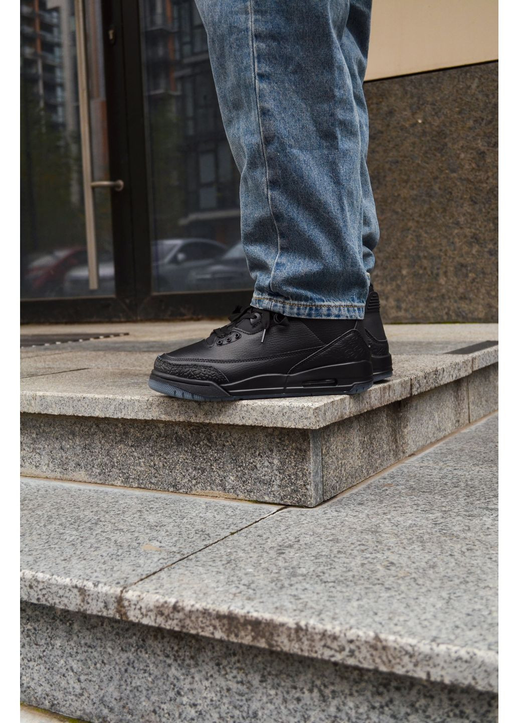 Черные демисезонные кроссовки мужские nike air jordan 3 black cat найк аир джордан No Brand