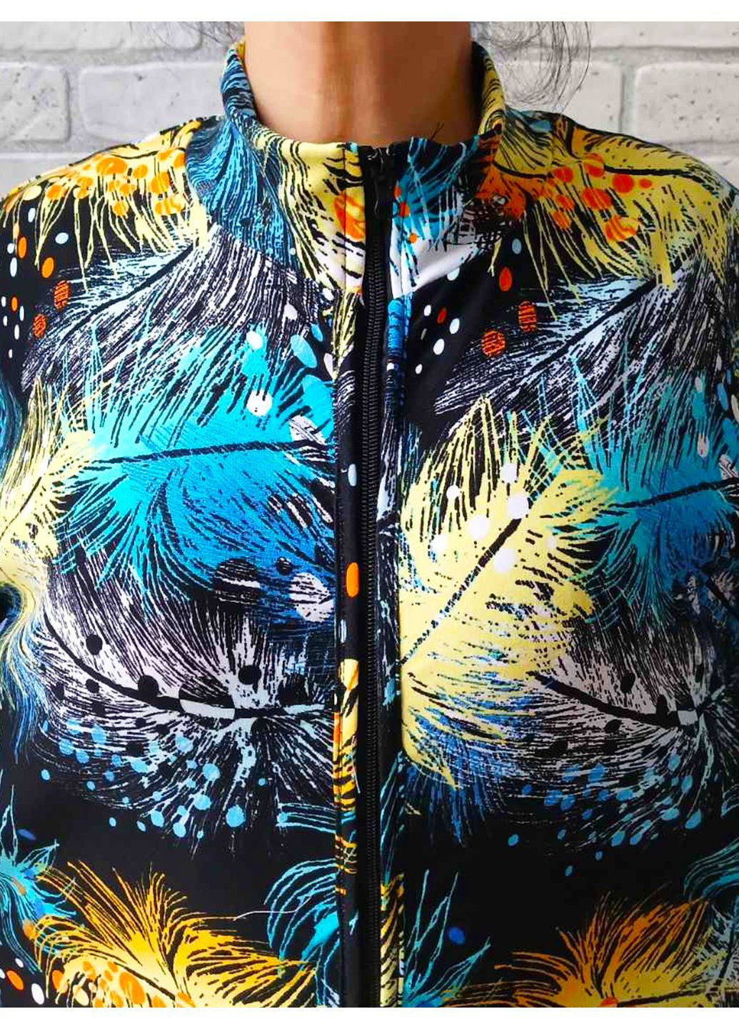 Халат жіночий на блискавці двонитка великого розміру батал синя з пір'ям No Brand (369502906)