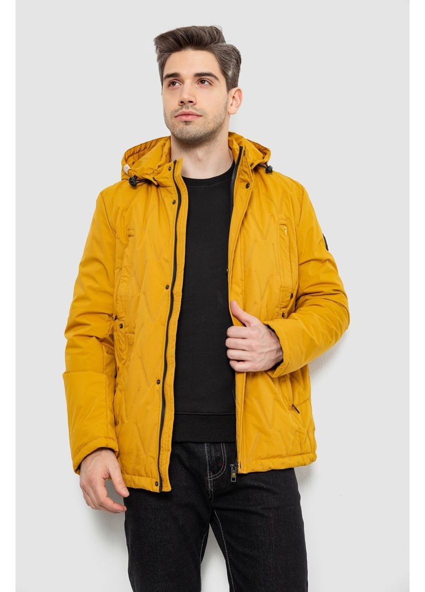 Жовта демісезонна куртка чоловіча демісезонна з капюшоном, колір хакі, 244rl9159al Ager