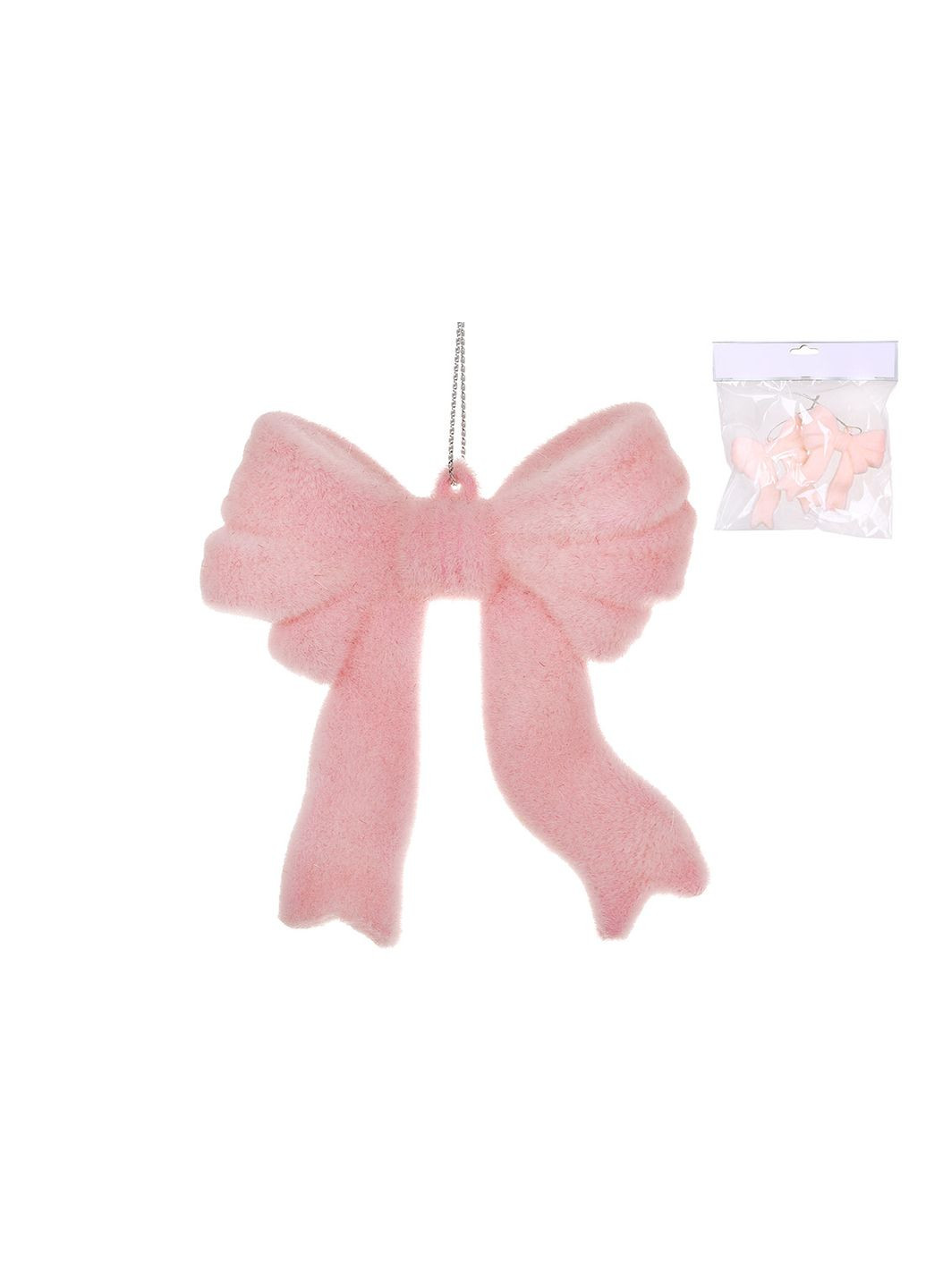 Набір (2шт) підвісок із флоку Бант 10см, ніжно-рожевий Home Decor (350198602)