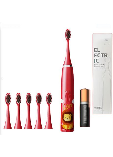 Зубна щітка дитяча електрична з таймером та 6 насадок. Червона No Brand (329187328)