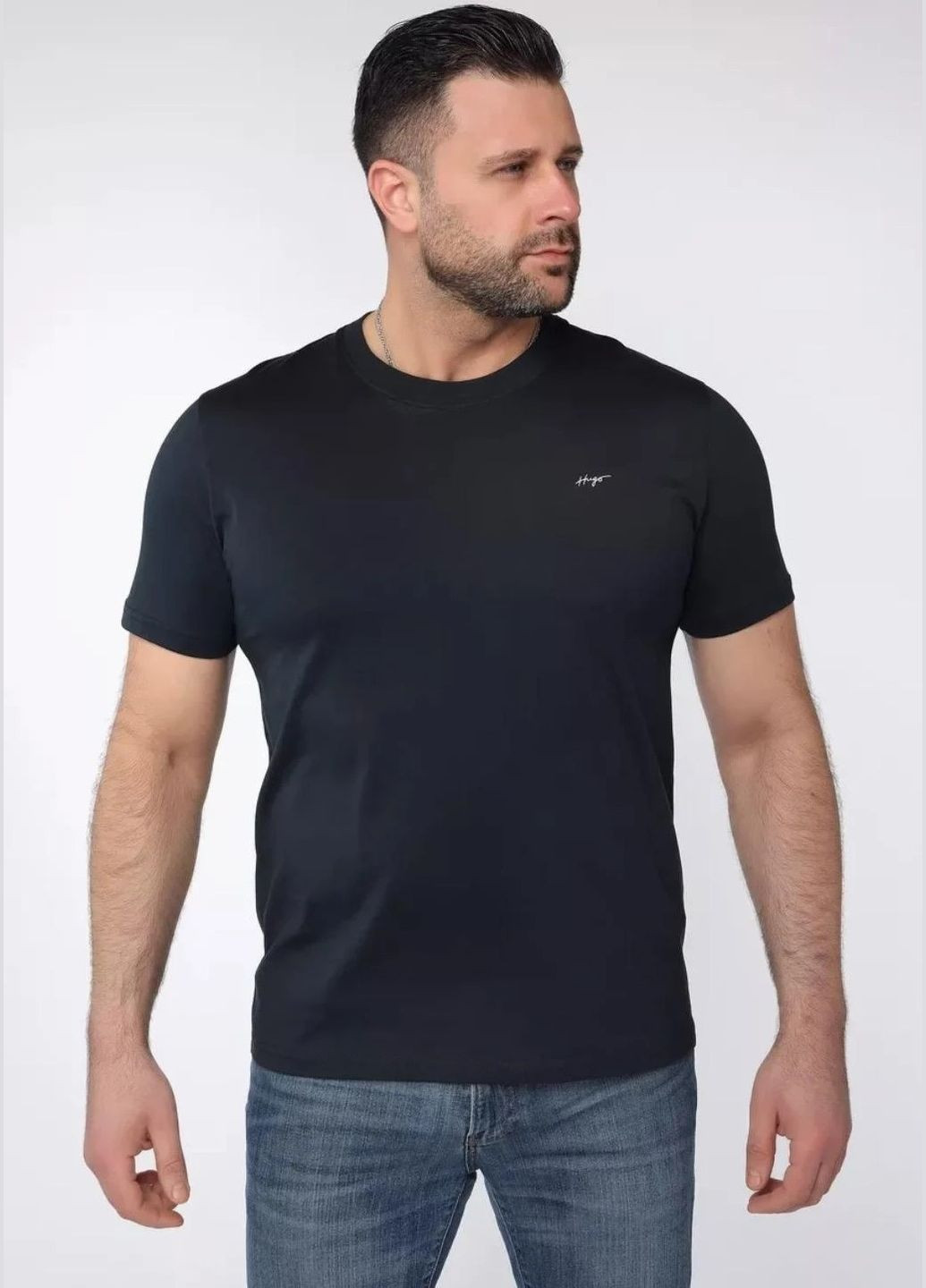 Черная футболка мужская Hugo Boss Relaxed-Fit Handwritten Logo