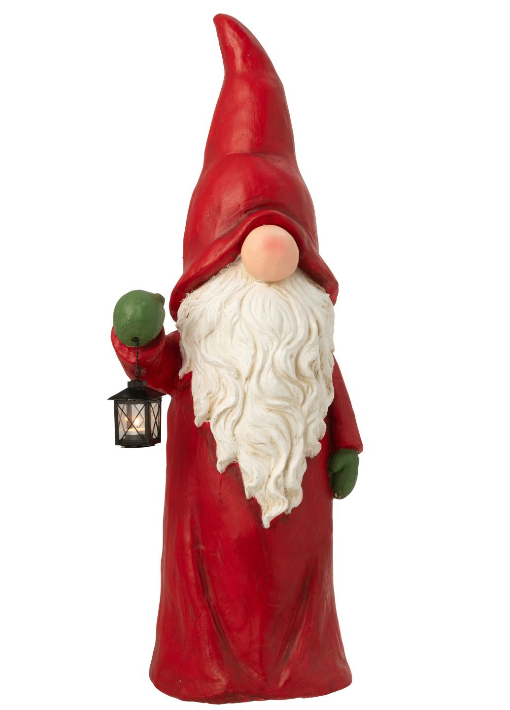 Гном Санта с уличным фонариком в красном цвете высота 106 см (59743) J-Line (361148588)