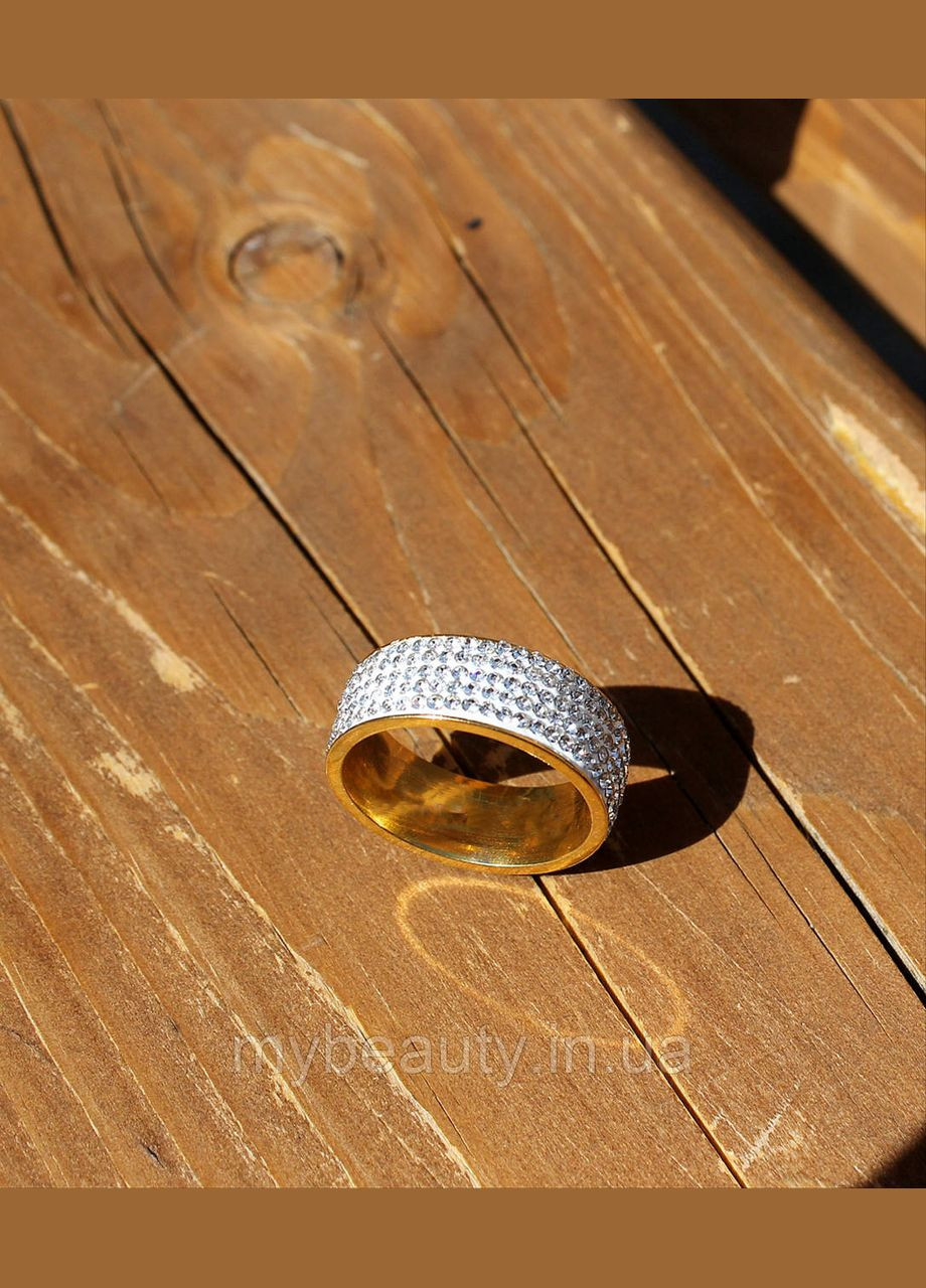Женское шикарное кольцо из нержавеющей стали с камнями, цвет золото, размер. No Brand (311222671)