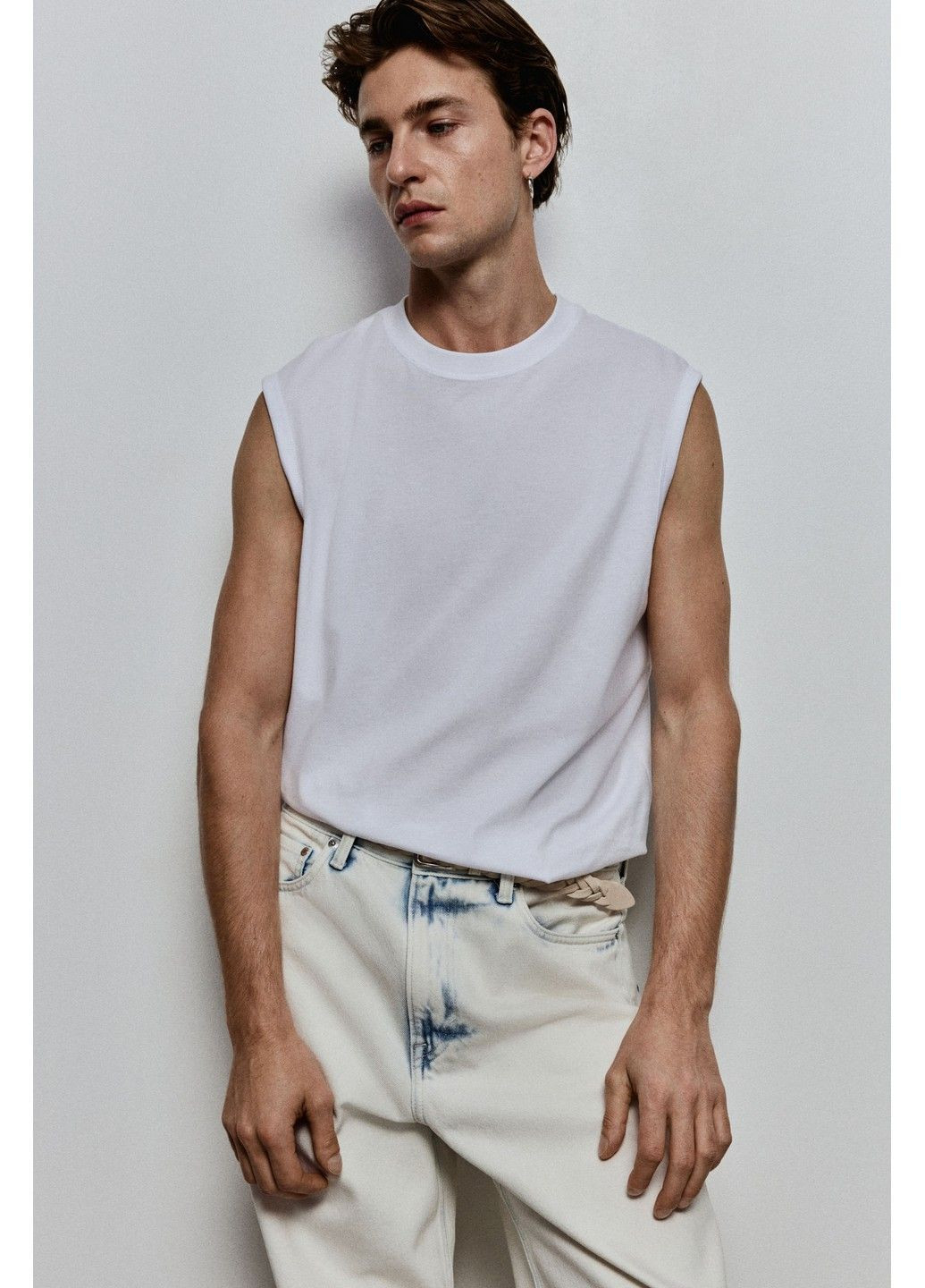 Белая мужская футболка без рукавов coolmax (58440) s белая H&M