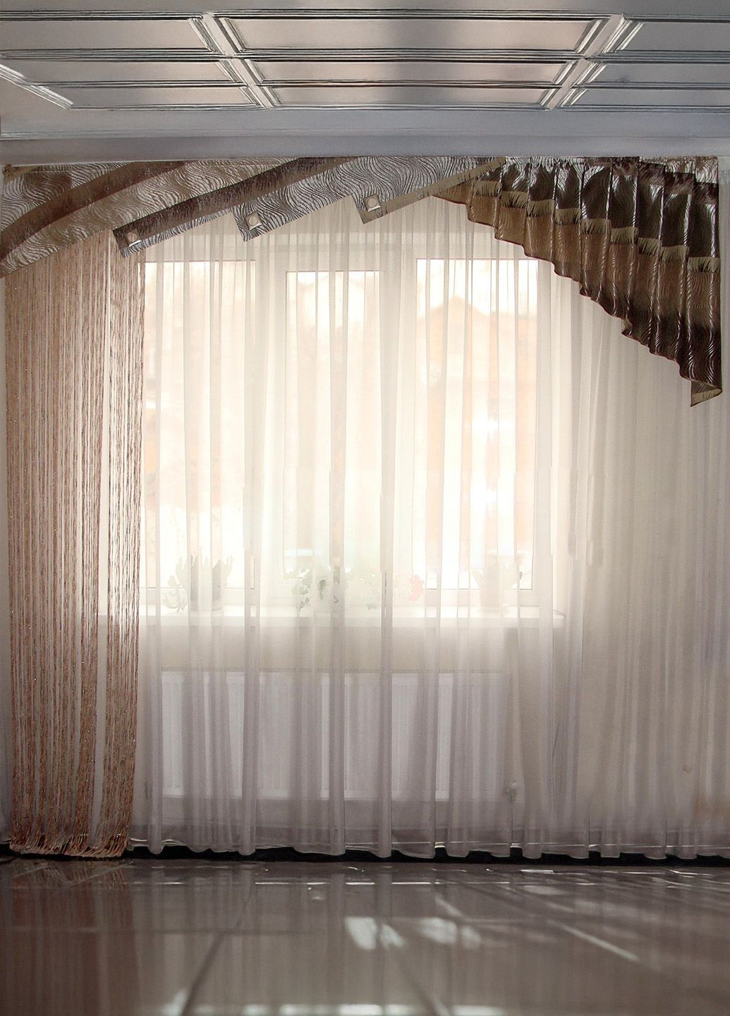 Жесткий ламбрекен ассиметричный 3м бежевый (81ж) Firanka Exclusive (340112016)