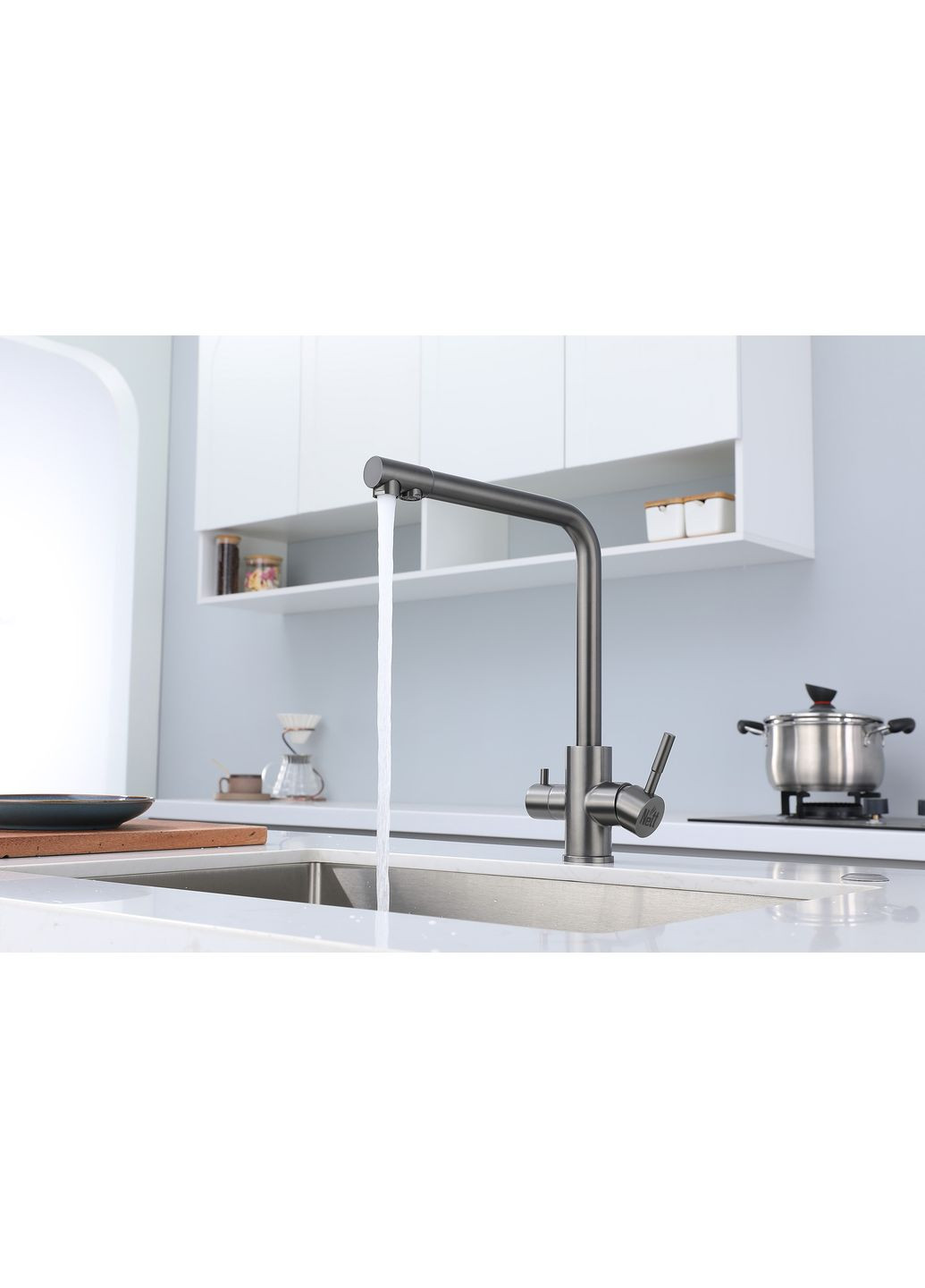 Змішувач для кухні з підключенням до фільтру графітовий "Frosh" Nett FGr-33 (352730068)