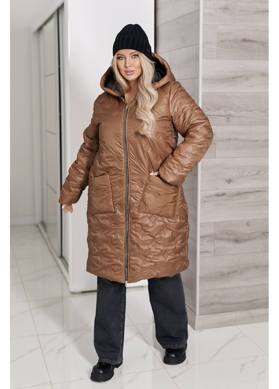 Песочная зимняя женская куртка-пальто куртка-пальто FINO Mode