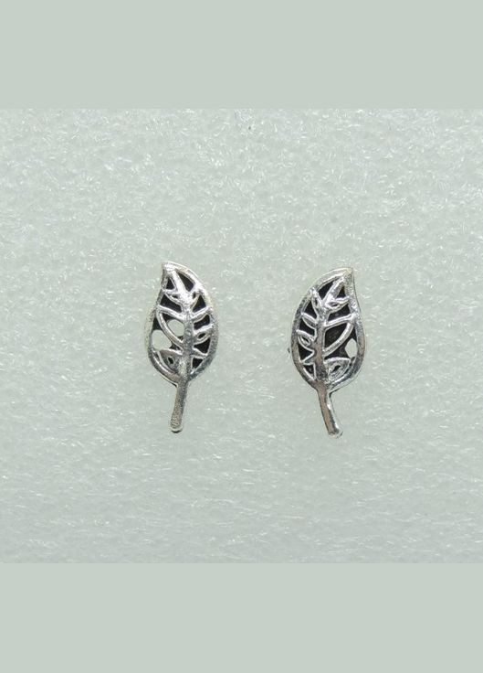 Серьги серьгигвоздики (пусеты) Березовый листочек серебристый Liresmina Jewelry (285110966)