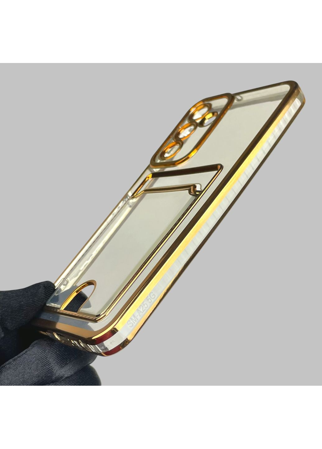 Чехол для Galaxy A25 5G (SM-A256B) с золотой окантовкой с карманом для карт на самсунг а25 золотой Samsung (366019830)