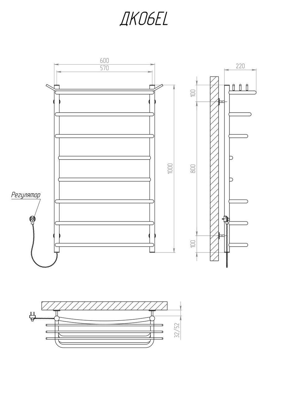 Полотенцесушитель Канна 1000х600/8 EL рег. Kosser (358500732)