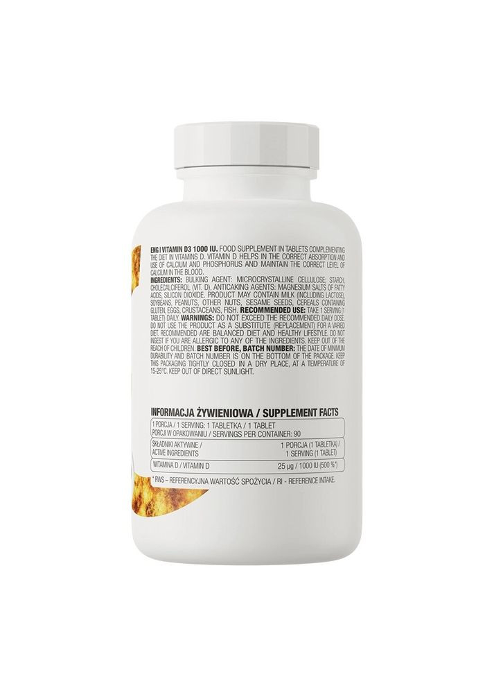 Холекальциферол Vitamin D3 1000 IU, 90 таблеток Ostrovit (336212178)