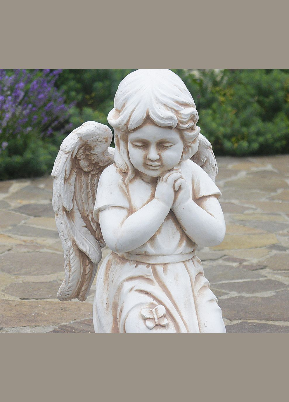 Садова фігура Ангел, що молиться на колінах 54x24x33 см (ССП12092 Крем) Гранд Презент (284419183)