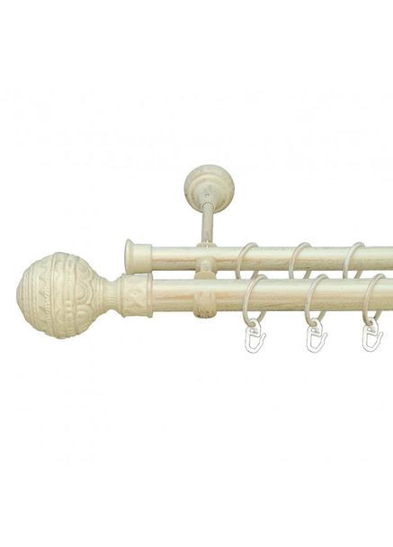 Карниз для штор Гоа металевий дворядний гладка труба кільце металеве Біле золото оливка 25\19 мм 240 см ORVIT (299334764)