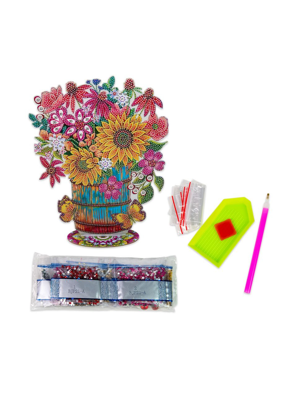 Алмазна мозаїка для дітей від 8 років Букет квітів акрилова для дому см набір BJP21 Strateg (362425781)