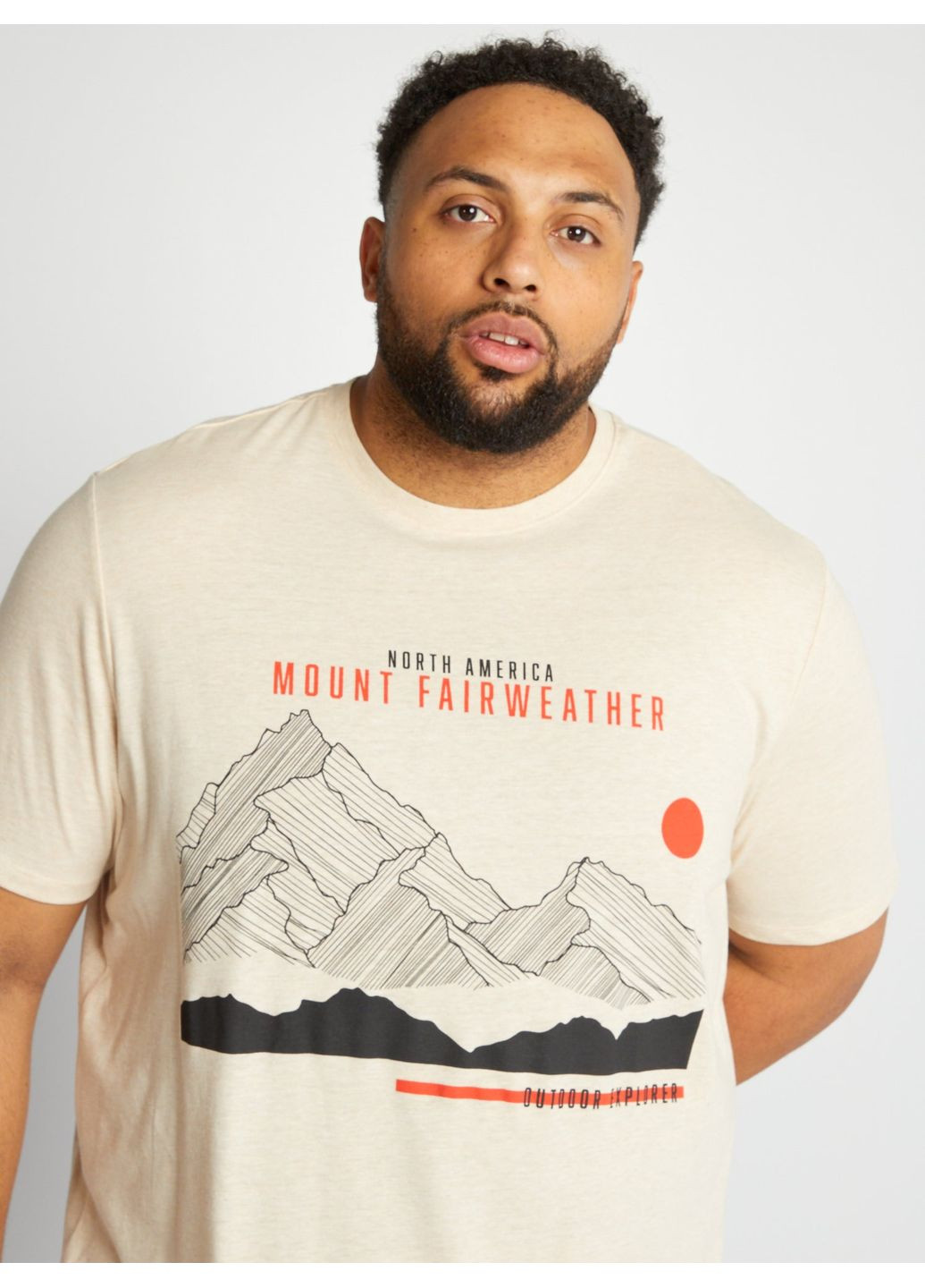 Світло-бежева футболка basic,світло-бежевий з принтом, Kiabi