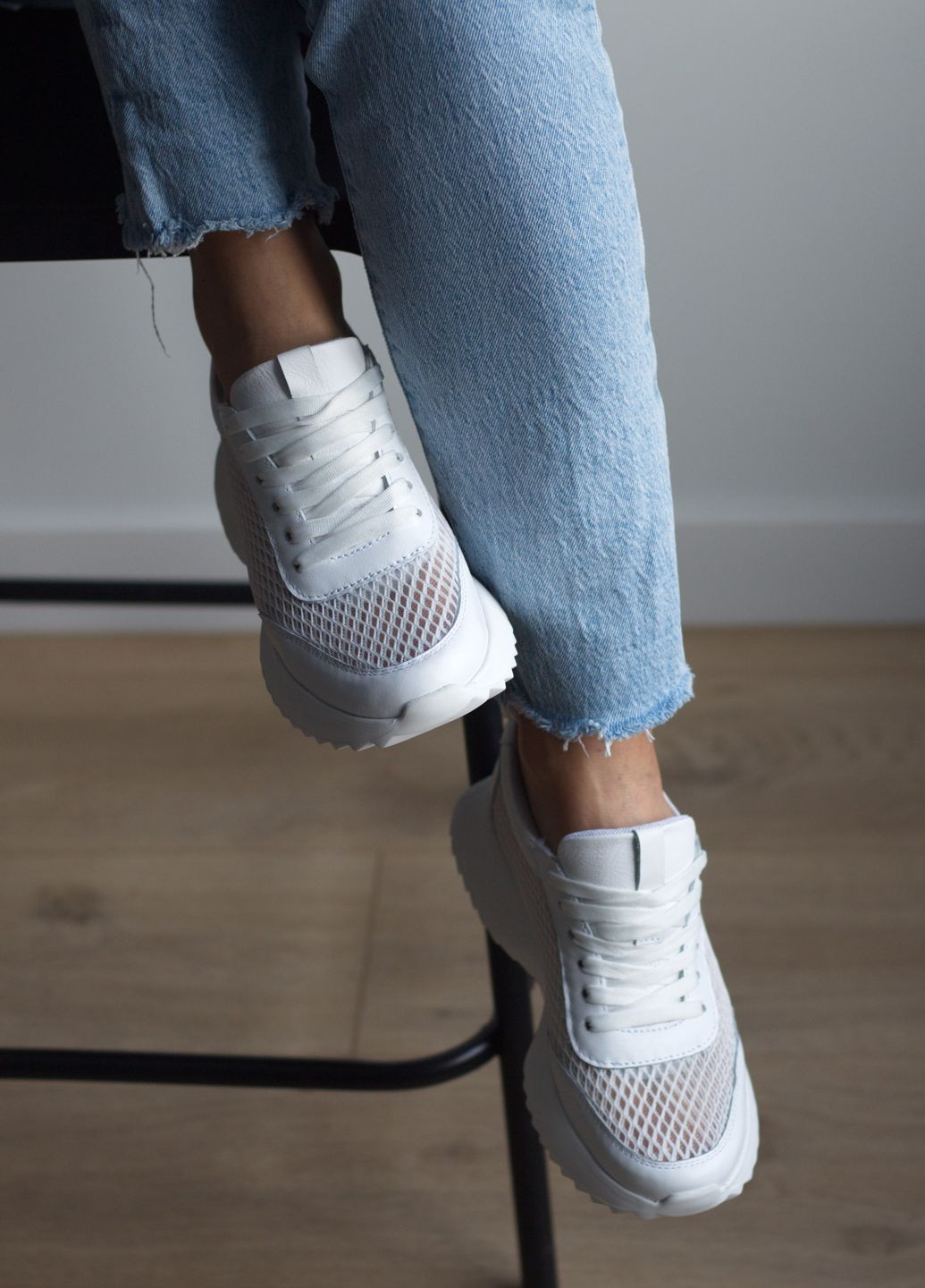 Кросівки жіночі літні з натуральної шкіри та сітки на дуже легкій підошві та зручній колодці Zlett 3804 білі літо (315510068)