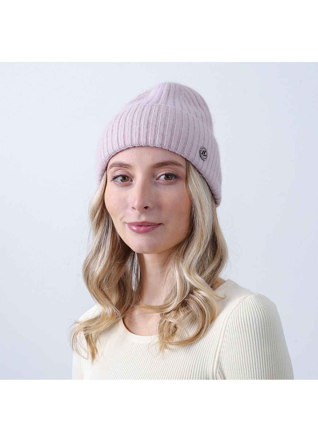 Шапка біні жіноча вовна рожева HARRIS LuckyLOOK 225-718 (362576629)