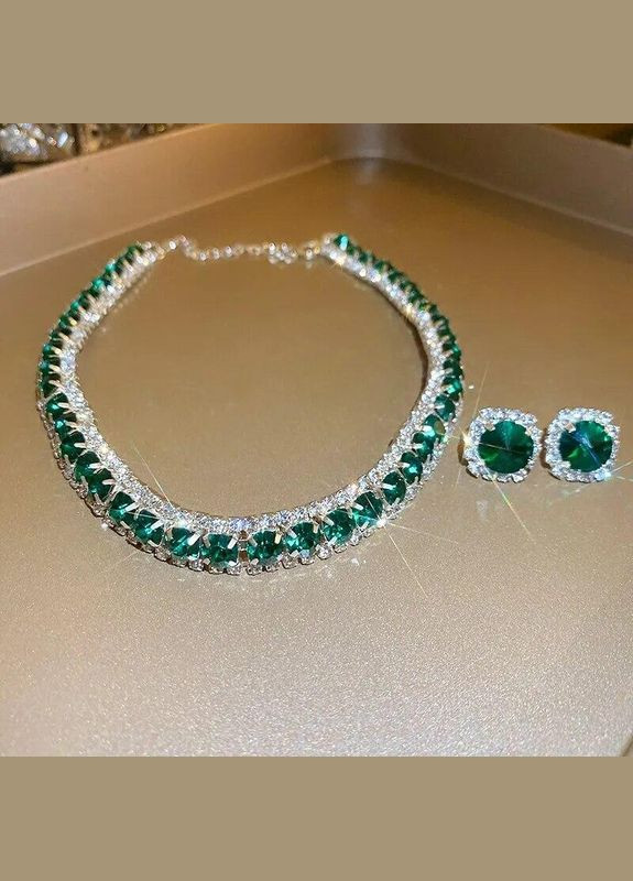 Комплект прикрас з зеленими каменями No Brand Жіночі прикраси (322074290)