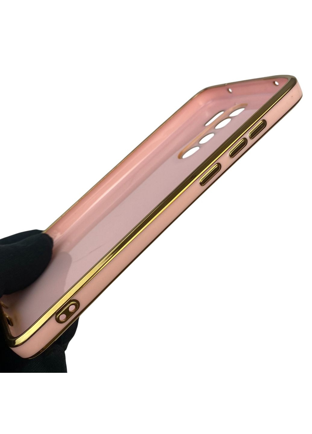 Чохол для Redmi Note 8 Pro глянцевий з кільцем MagSafe із золотою окантовкою на сяомі редмі нот 8 про пудровий gs1 Xiaomi (366236596)