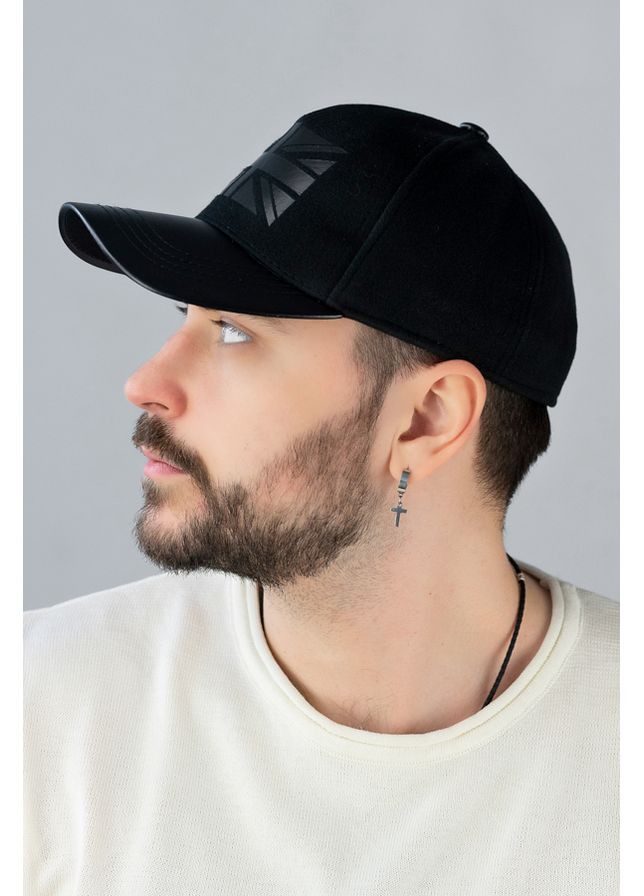 Чоловіча бейсболка кашемірова "Royal", козирок екошкіра, накатка Braxton (366340617)