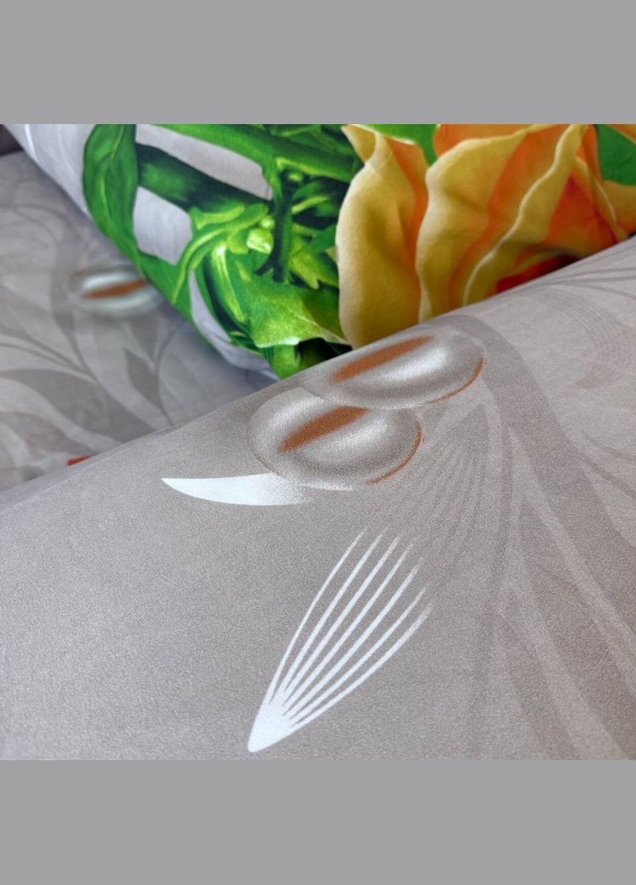 Постільна білизна полуторна бежева Квіти Бязь Поліестер 8552 Ananasko (344590245)