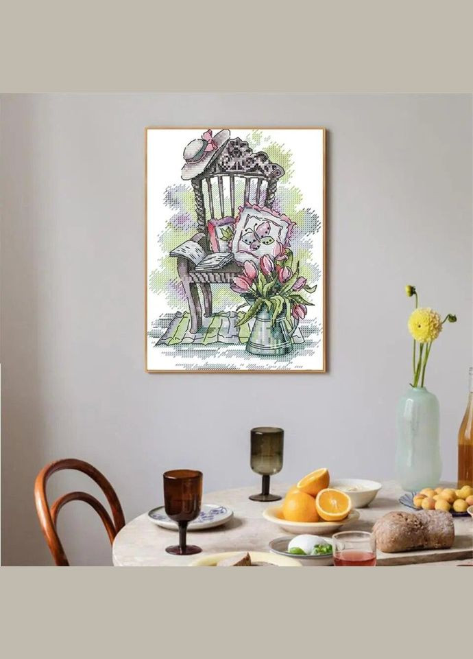 Набір для вишивання за нанесеною на канву схемою "A Chair". AIDA 14CT printed 21*29 см Joy Sunday (313613282)