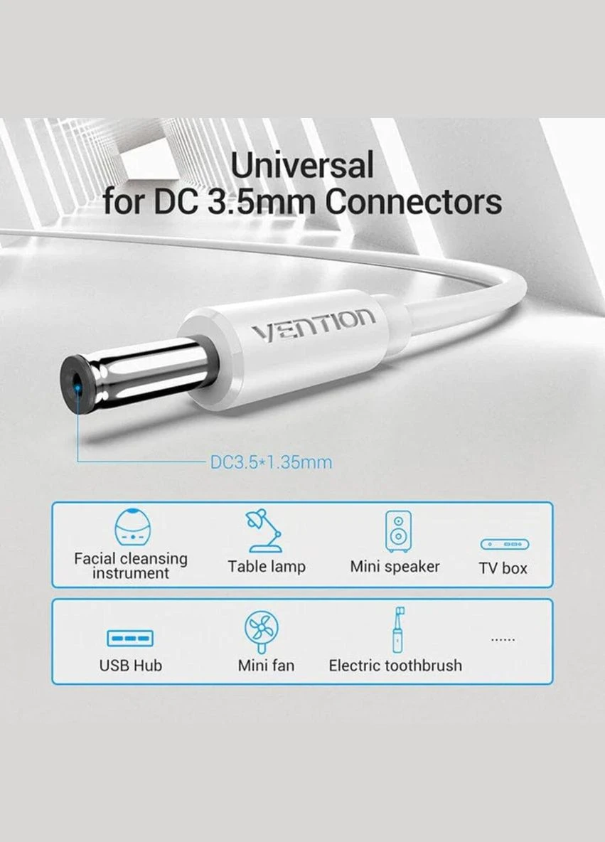 Кабель USB to 3.5mm Barrel Jack 5V DC Power Cable Black 1m (CEXBF) Vention (335817658)