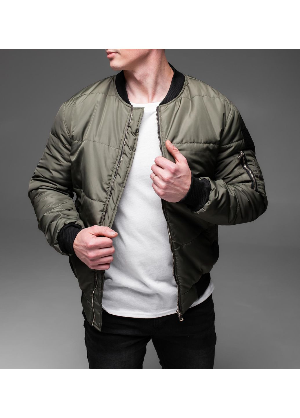 Куртка бомбер утепленная мужская бейсбольный на молнии (360964266)