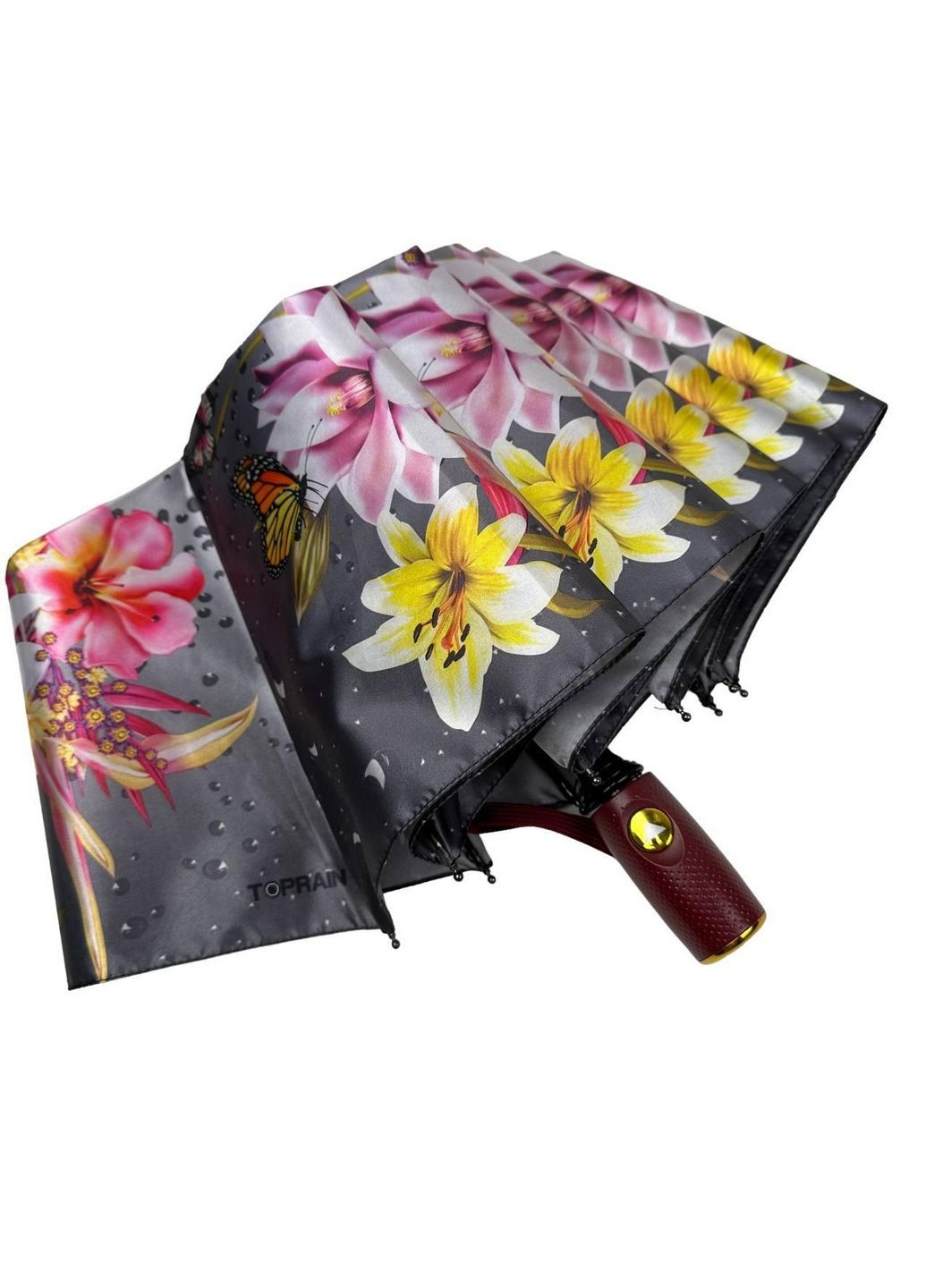 Сіра жіноча парасолька напівавтоматична d=97 см Toprain (288048175)
