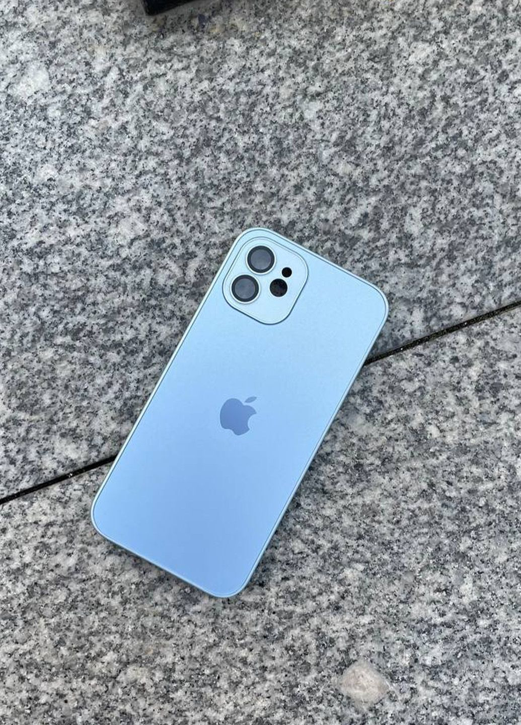 Чохол скляний для iPhone 12 синій Sierra Blue No Brand (282676365)