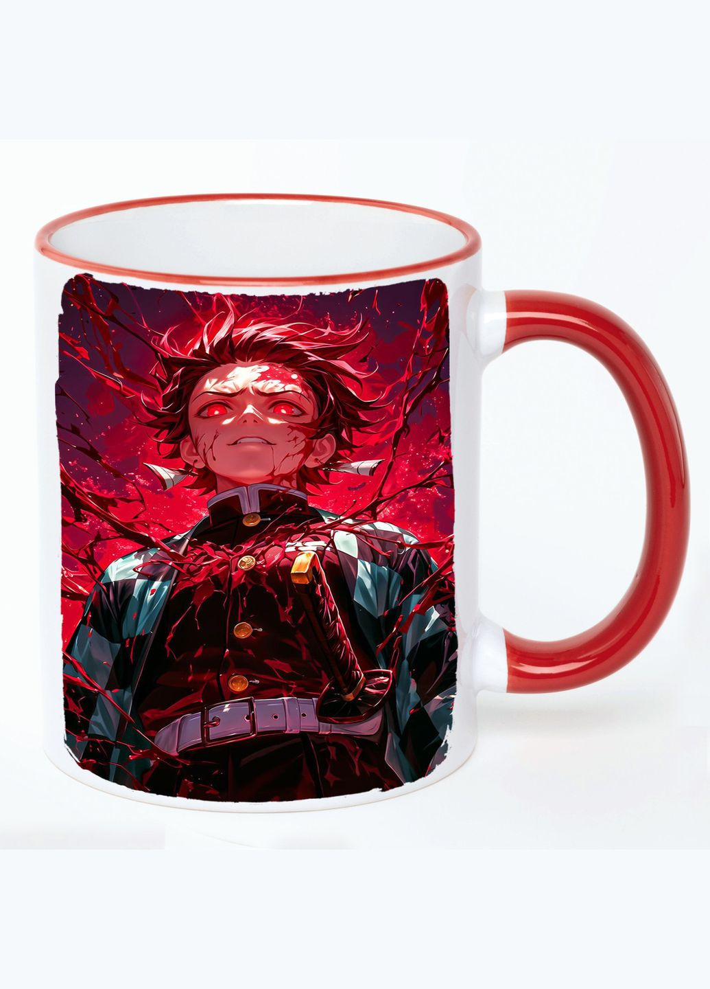 Чашка Клинок, що знищує демонів Аніме #022 (кухоль, кухоль) Біла з Червоною ручкою 330 мл No Brand (322712351)