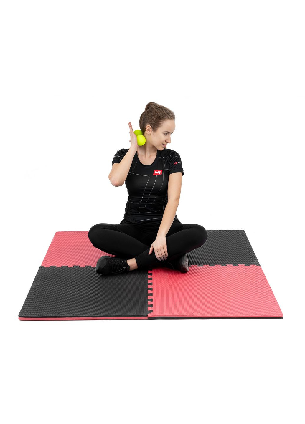 Мат-пазл EVA 2см HS-A020PM - 4 частин червоно-чорний Hop-Sport (301865873)