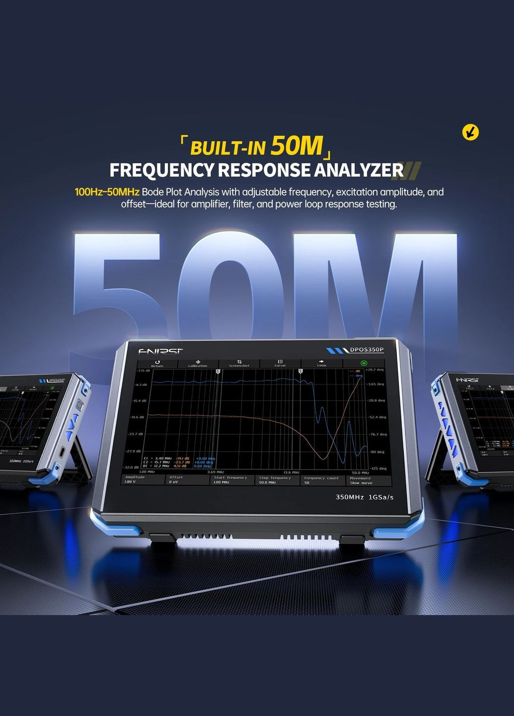 DPOS350P портативний осцилограф, 2 x 350 МГц, генератор сигналів, аналізатор спектру, аналізатор Fnirsi (347584581)