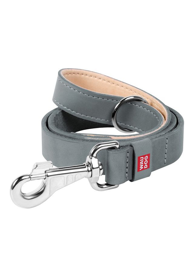 Повідець для собак шкіряний Classic, Ш 14 мм, Дов 122 см сірий WAUDOG (326836217)