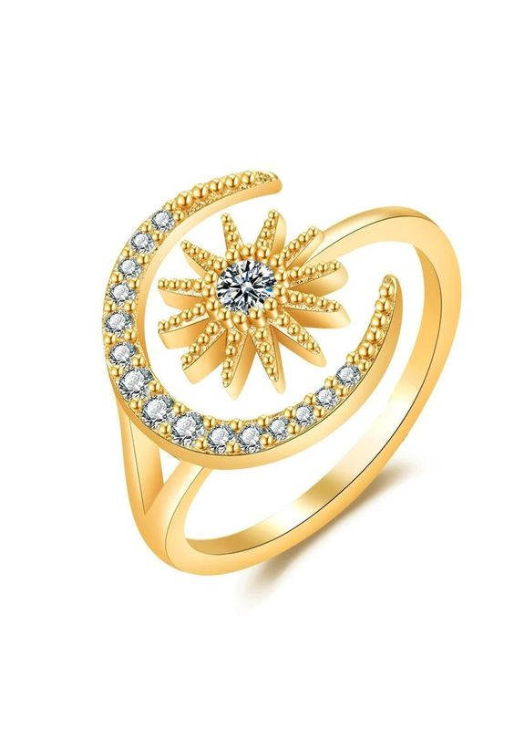 Кольцо серебристое женское Солнце и Луна Баланс Природы кольцо девушке со стилем размер 17 Fashion Jewelry (285780985)