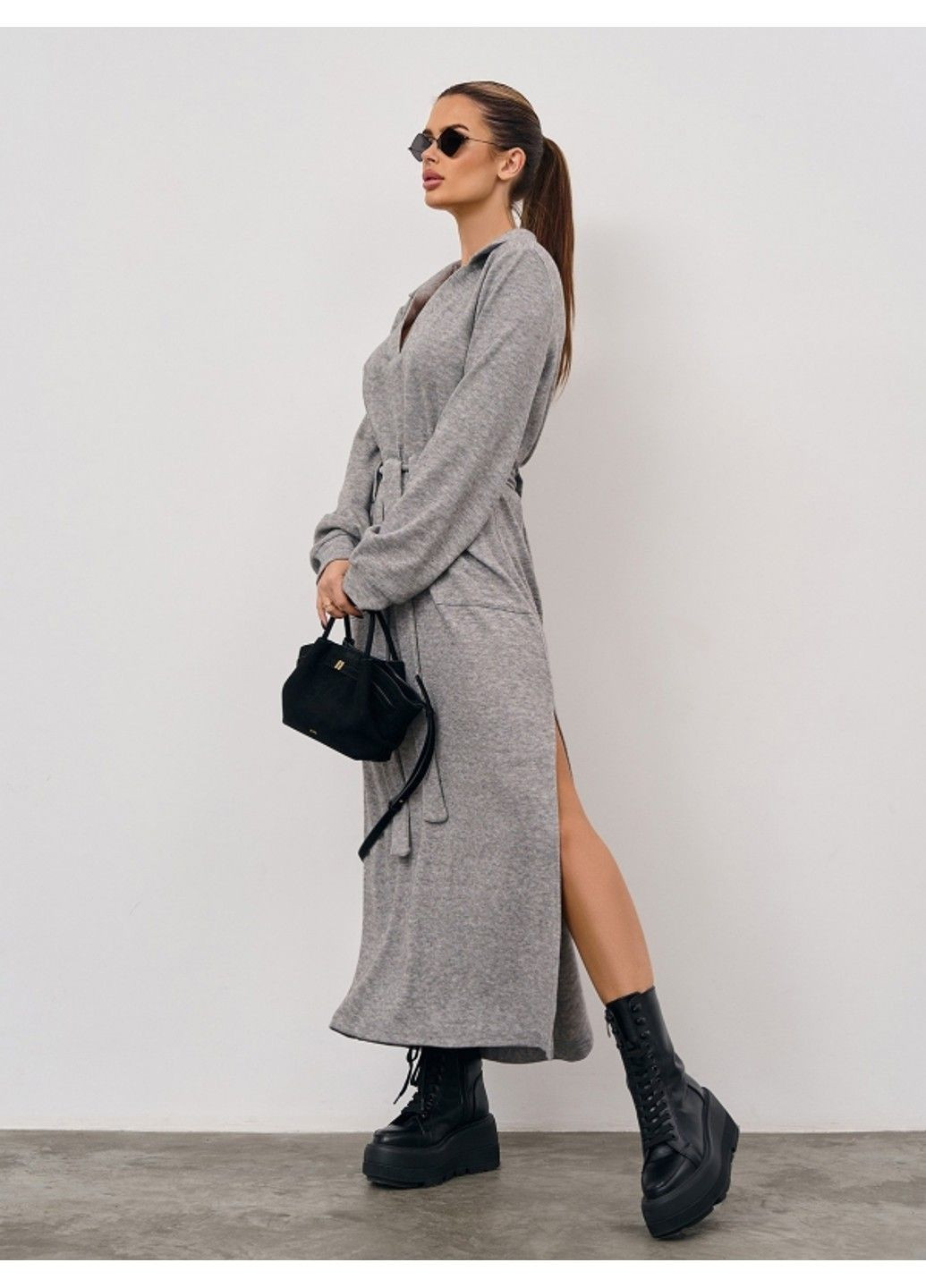 Сіра повсякденний сукня issa pus 15351 сірий ISSA PLUS