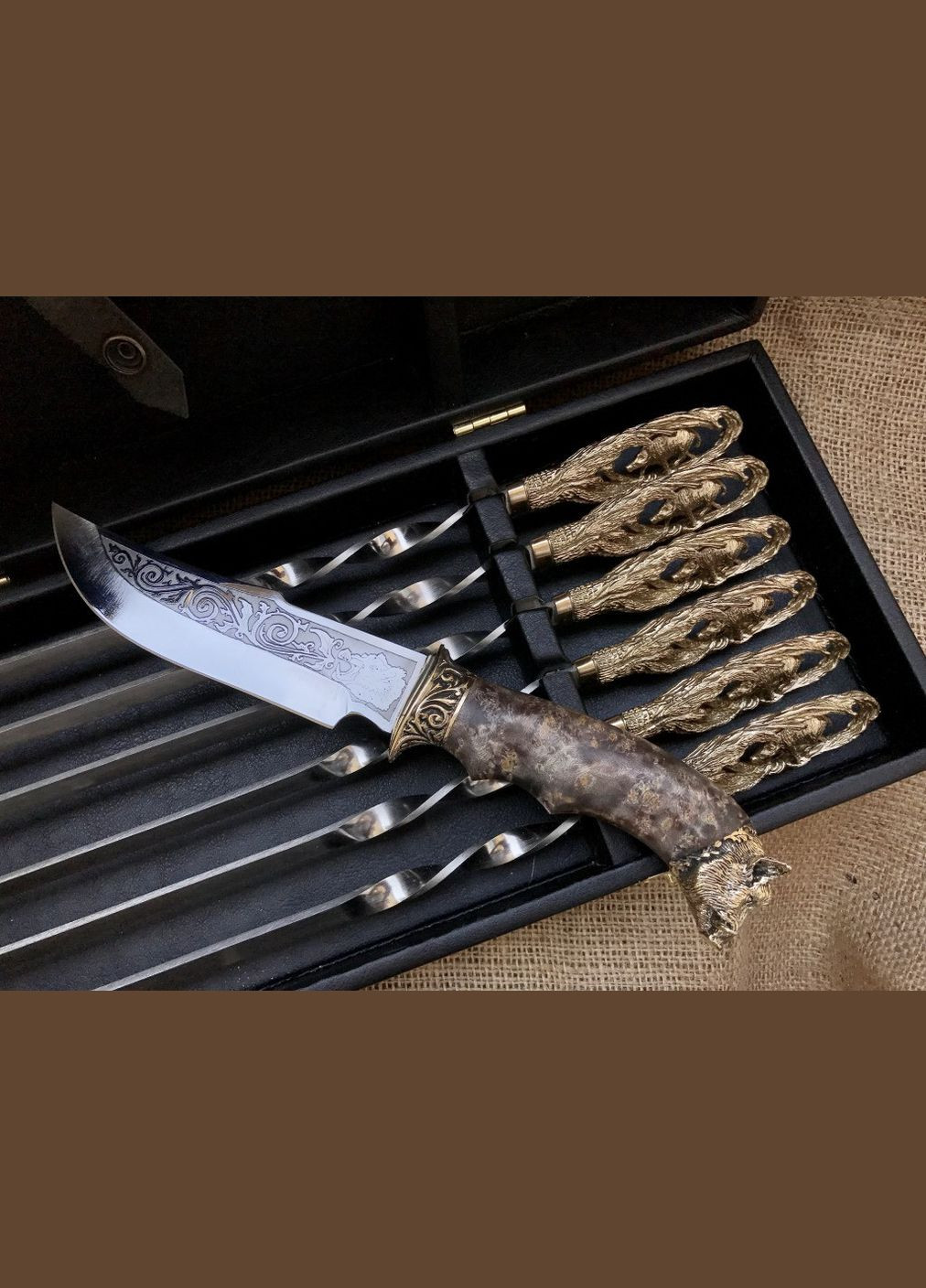 Набор шампуров с ножом Люкс кабан 7 предметов 47330064 NB Art (346530192)