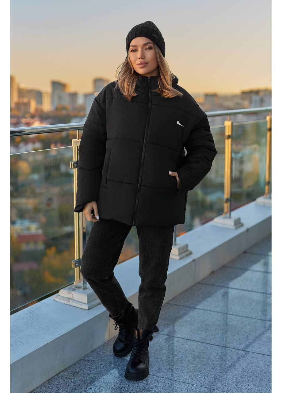 Черная зимняя куртка женская Гермес