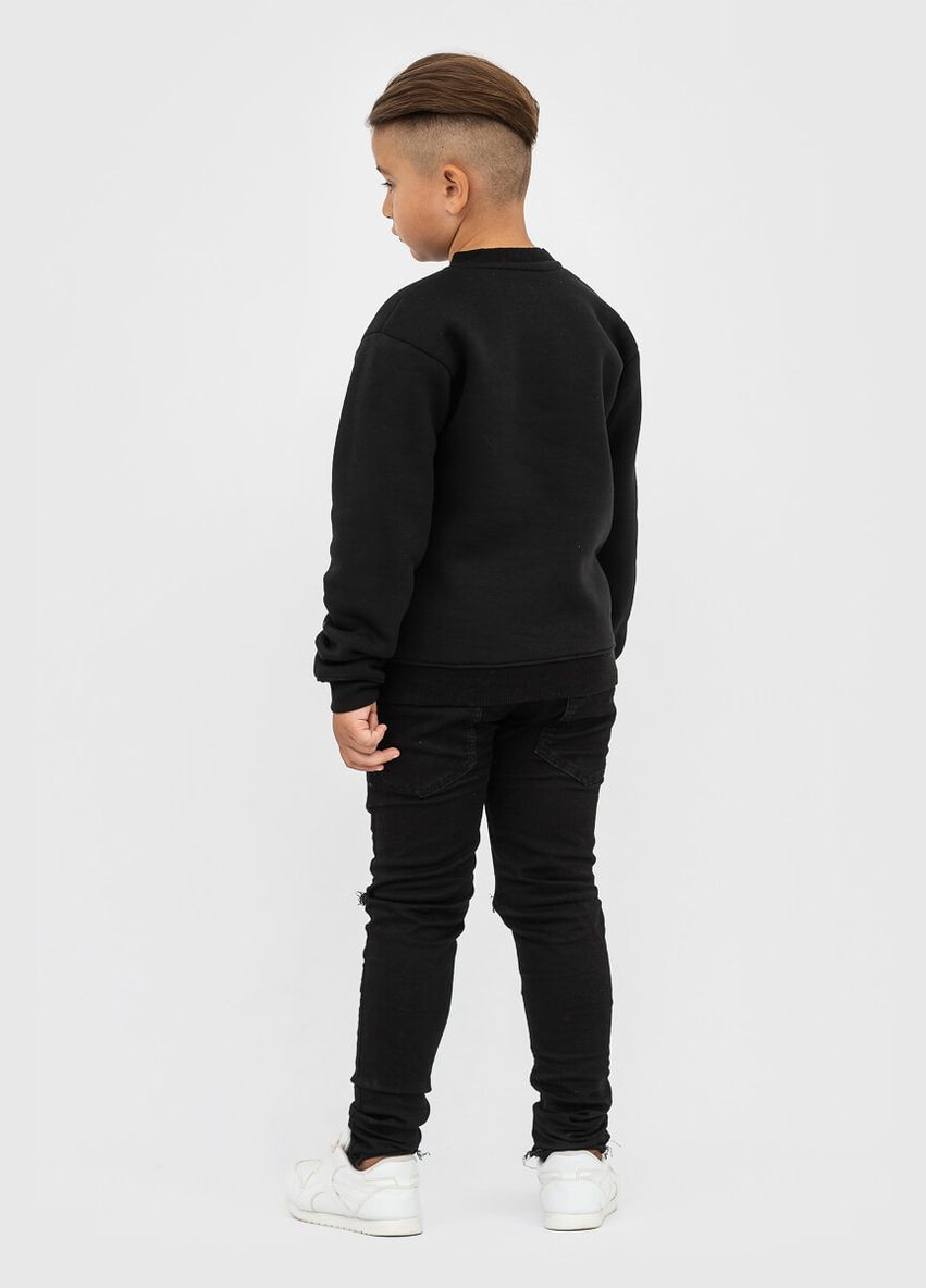 RAY свитшот детский для мальчика черный утепленный однотонный черный повседневный футер