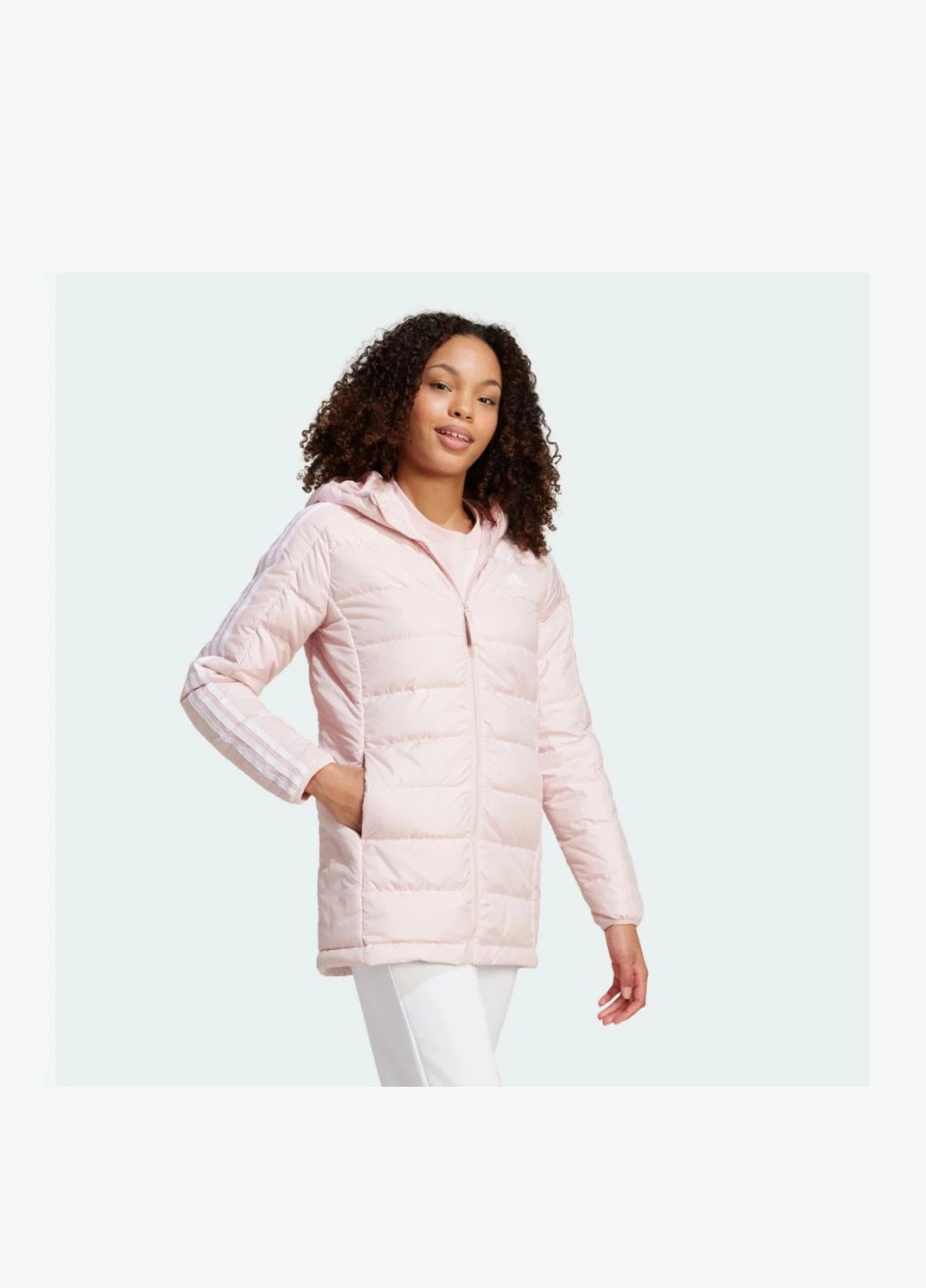 Розовая парка essentials 3-stripes light down sportswear ix8929 adidas